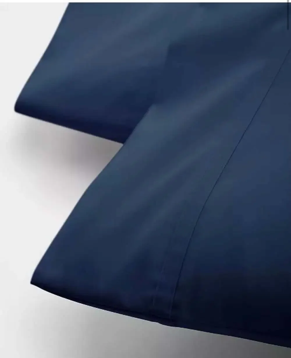 Lauren Ralph Lauren Spencer Solid Cotton Sateen 4pc. King Sheet Set, Navy NEW